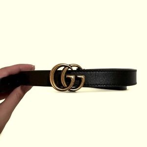Gucci Black Belt with Gold GG Buckle